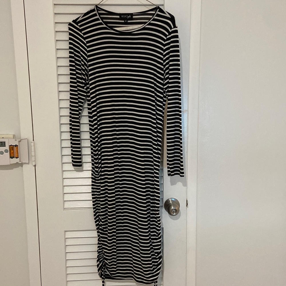 Wukogals striped ruched dress